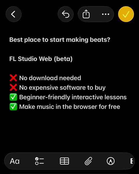 This ad promotes FL Studio Web, a web-based beat-making program, by listing several reasons it is a great place to start