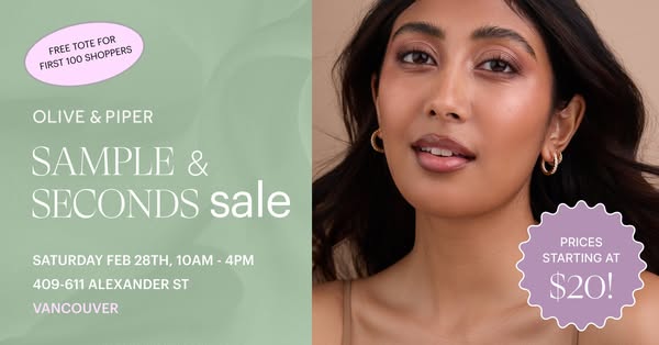 This image ad by Olive & Piper promotes a Sample & Seconds Sale with prices starting at $20. It features an imag