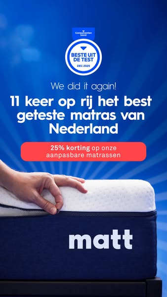 This ad for Matt features a mattress and highlights its award-winning status and a discount offer. The ad emphasizes the