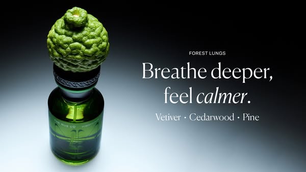 This ad showcases The Nue Co's Forest Lungs fragrance, emphasizing its calming and refreshing qualities. The ad feat