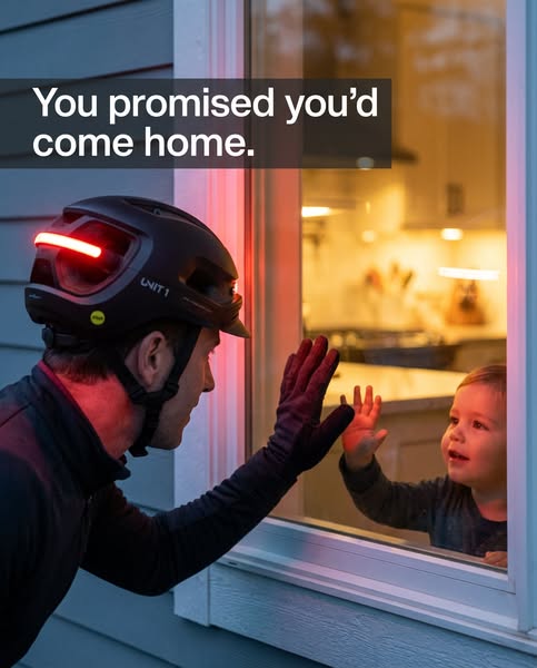 This ad evokes an emotional appeal with the text 'You promised you'd come home' above an image of a cyclist 