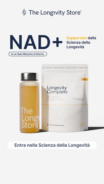Ad for The Longevity Store's NAD+ supplement and Longevity Complete, showcasing the products and highlighting their 