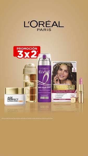 The ad showcases a variety of L'Oréal Paris beauty products, including skincare, haircare, and cosmetics. A promotio