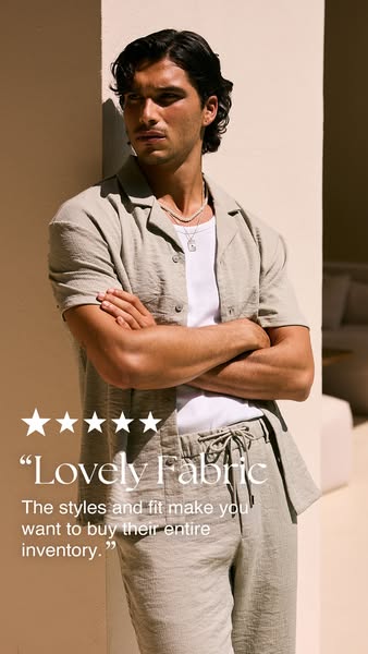 This image ad features a testimonial about the great style and fit of the brand's lovely fabric.