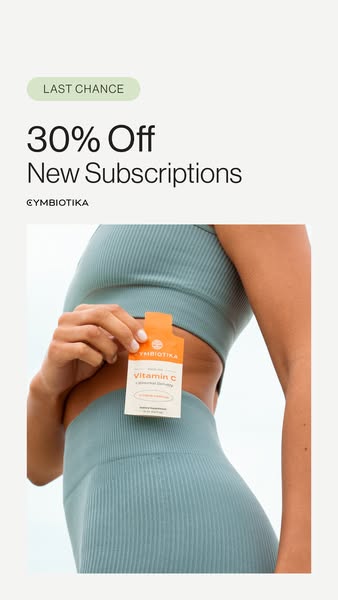 An image ad offering 30% off new subscriptions for YMBOTIKA Vitamin C product.