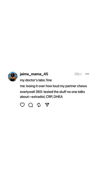 The ad features user-generated content that resembles an Instagram post about the Everlywell 360 test kit. The user shar