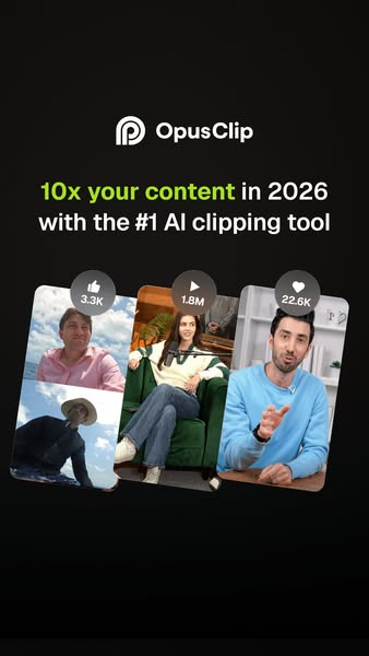 This ad promotes Opus Clip, an AI-powered tool designed to help content creators repurpose their content. It highlights 