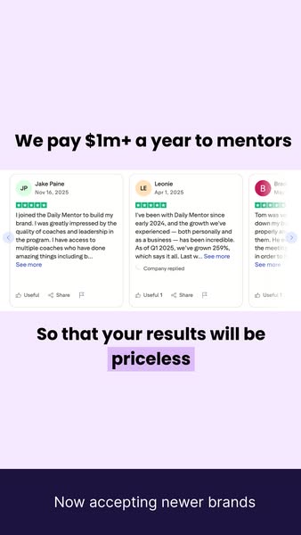 This is an ad for Daily Mentor, which shows social proof in the form of positive customer reviews and testimonials.