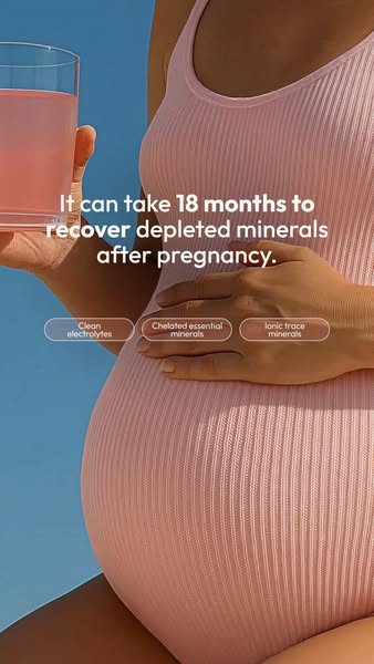 This ad speaks to the problem of depleted minerals during and after pregnancy and promotes a drink with clean electrolyt