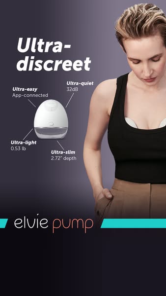 This ad showcases the Elvie Pump, emphasizing its discreet design and ease of use. It targets modern mothers seeking a c