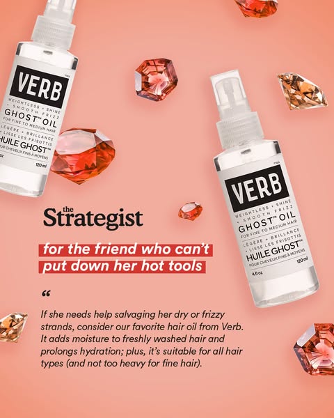 This Meta ad highlights Verb's Ghost Oil, featuring a testimonial about its effectiveness for heat-damaged hair and 
