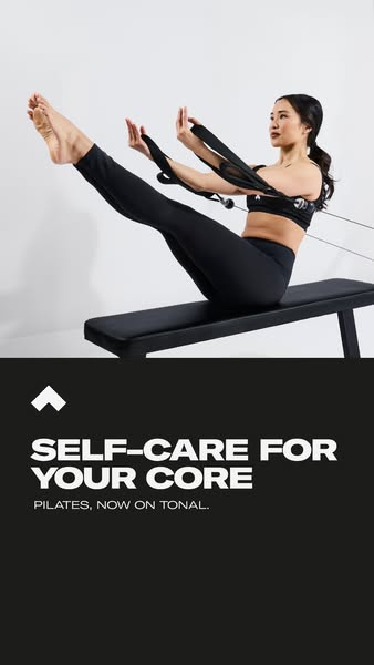 This ad is promoting Pilates on Tonal. The ad features a person working out on a Pilates machine. It is showcasing that