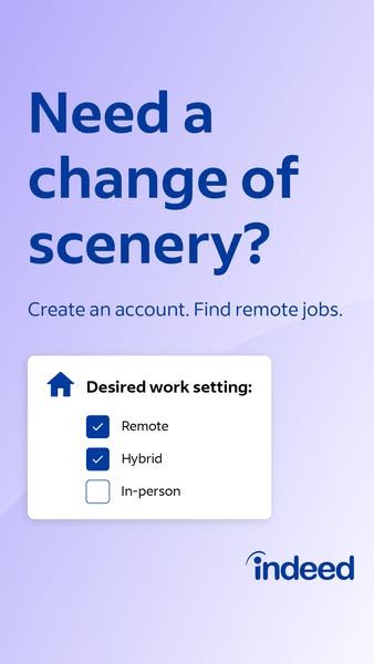 This ad promotes Indeed as a solution for individuals seeking a change of scenery in their job search. It highlights the