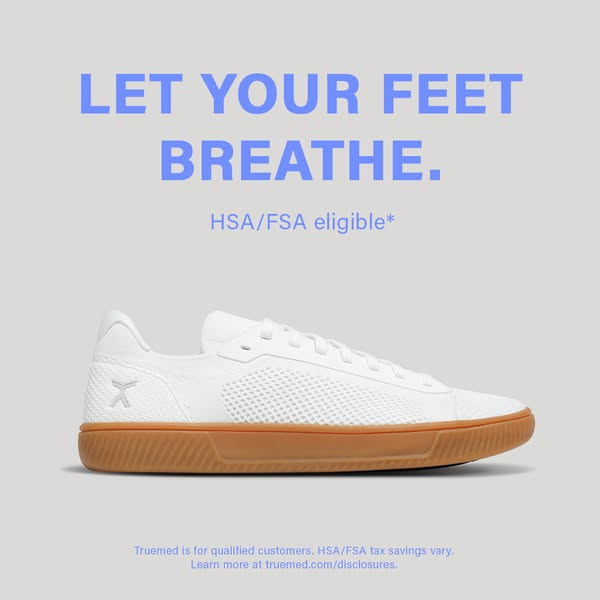 This ad for Truemed shoes showcases the product with an emphasis on comfort by mentioning that the shoe allows the feet 