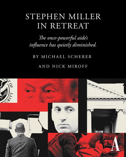 This ad uses a collage-style image to convey a negative message about Stephen Miller. The image combines a fragmented po