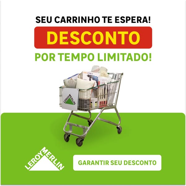 This ad promotes a discount from Leroy Merlin on items in your shopping cart for a limited time.