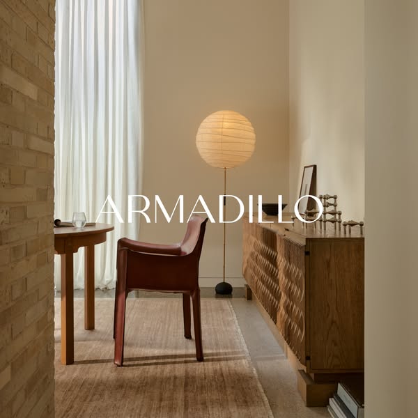 This ad showcases a room with furniture from Armadillo. It uses a wide shot to highlight the placement and style of the 