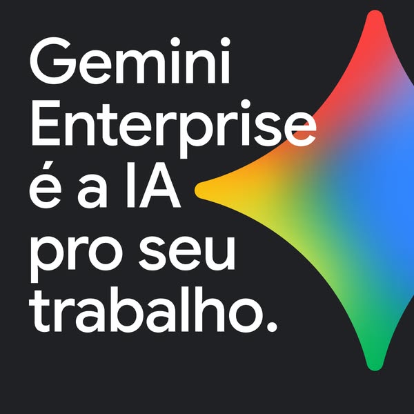 This ad introduces Gemini Enterprise, describing it as AI for your work. It features a gradient starburst shape with dif