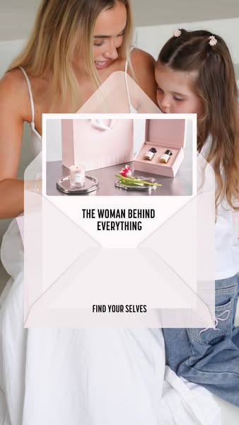 An image ad showing a woman and a child and featuring a product shot of a candle and fragrance set. The ad targets women