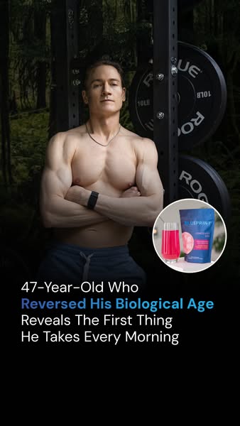 An image ad features a shirtless man in front of workout equipment, along with text about how he reversed his biological