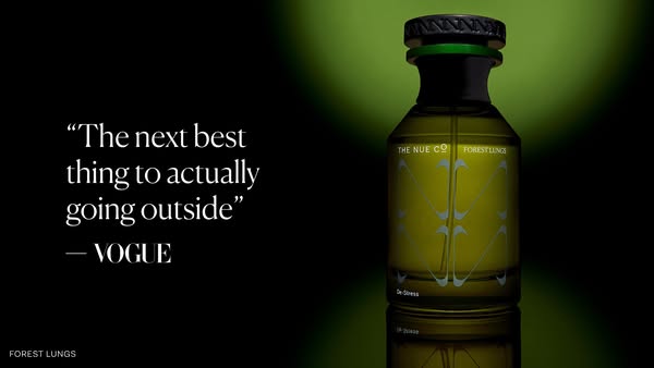 This ad features a bottle of Forest Lungs by The Nue Co and a quote from Vogue, which praises the product.
