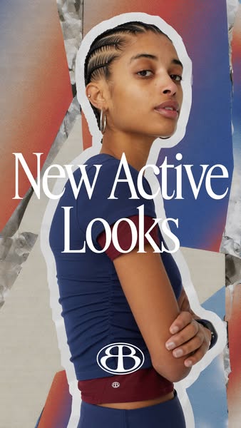 This Meta image ad showcases a woman wearing new activewear. The ad displays the activewear, along with text that mentio