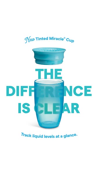 This ad showcases the new tinted miracle cup. The ad highlights that the cup has tinted plastic that is clear enough to