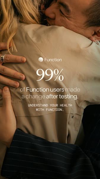 This ad for Function features an image of a man and woman hugging and focuses on the statistic that 99% of Function user