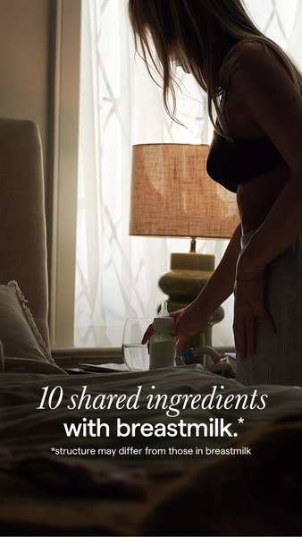 This ad highlights that baby formula contains 10 ingredients that are also found in breastmilk to reassure mothers. The