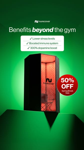 This ad for Nurecover highlights the benefits of using their product beyond the gym, which include lower stress levels, 