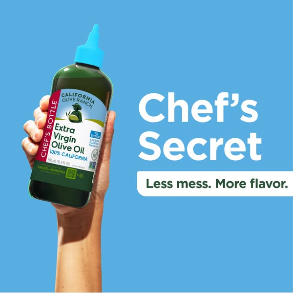 This ad for California Olive Ranch Chef's Bottle presents the product as a mess-free way to add flavor to cooking.