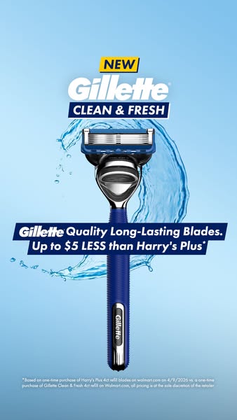 This ad compares the cost of Gillette razors versus Harry's Plus razors. It highlights the quality and long-lasting 