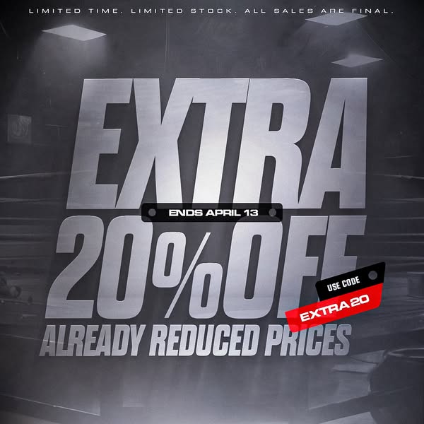 This image ad promotes a limited-time sale offering an extra 20% off already reduced prices, ending April 13th. It uses 