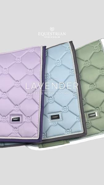 This ad showcases the Equestrian Stockholm brand, specifically their saddle pads in pastel colors. The image is aestheti