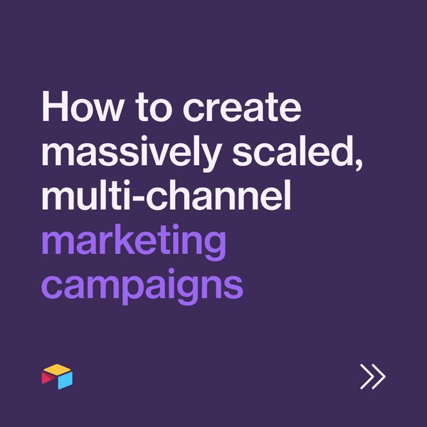 This ad is designed to educate the viewer on how to create massively scaled, multi-channel marketing campaigns.