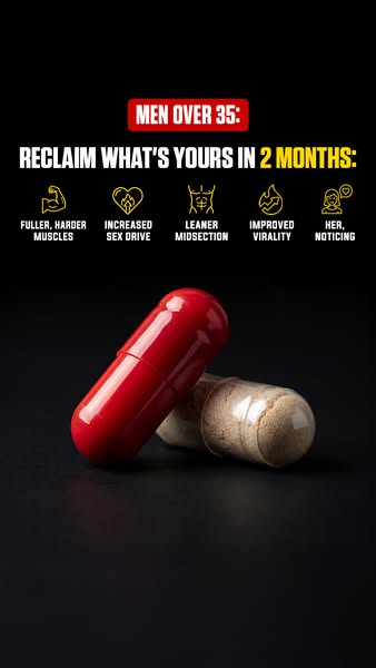 The image ad promotes a supplement aimed at men over 35, promising to help them 'reclaim what's theirs' in t