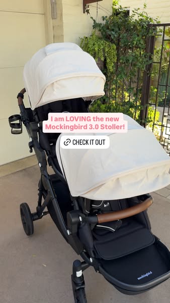 This image ad features a new Mockingbird 3.0 stroller. The ad shows the product in a real-world setting and includes a s