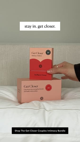 The ad showcases a bundle of card games designed to foster deeper connections between couples. It uses a simple, visuall