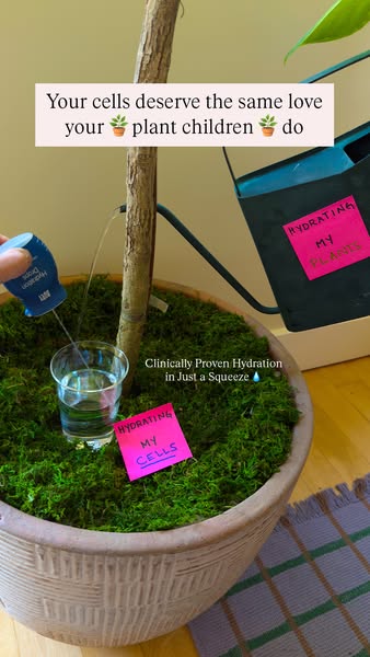 This ad compares the importance of hydrating your cells to hydrating plants. The ad has the brand's product being po