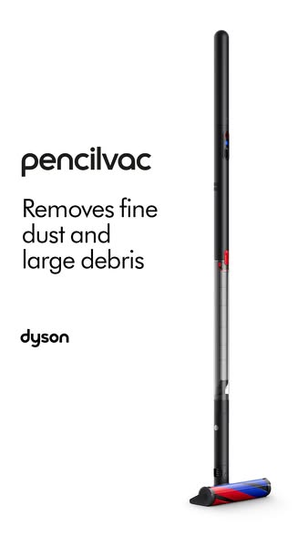 This ad showcases the Dyson PencilVac, emphasizing its ability to remove both fine dust and large debris. The ad feature