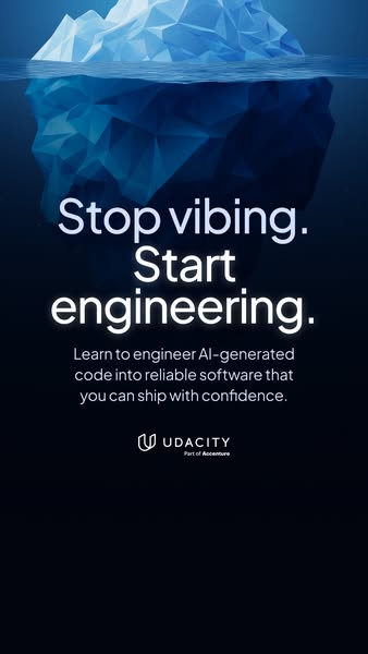 This ad uses an iceberg metaphor to convey how AI engineering is more substantial and effective than simply vibing. It t