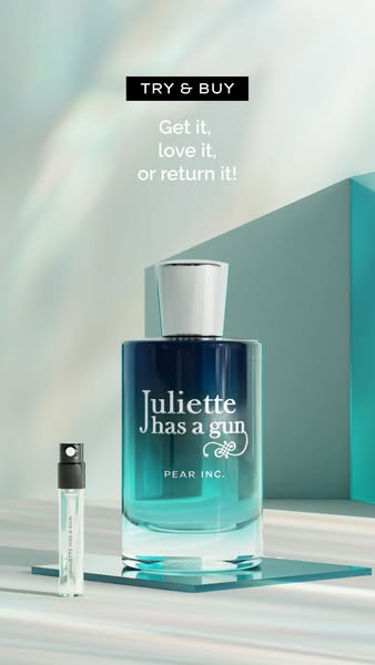 This ad for Juliette Has a Gun fragrance promotes the opportunity to try the scent before committing to a purchase, with