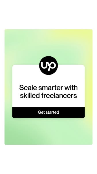 This ad promotes Upwork as a platform to scale businesses with skilled freelancers. The ad features a simple design with