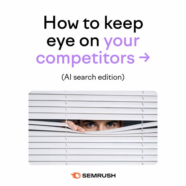 This ad attempts to hook the viewer's attention with the question, “How to keep eye on your competitors”. A hand is 