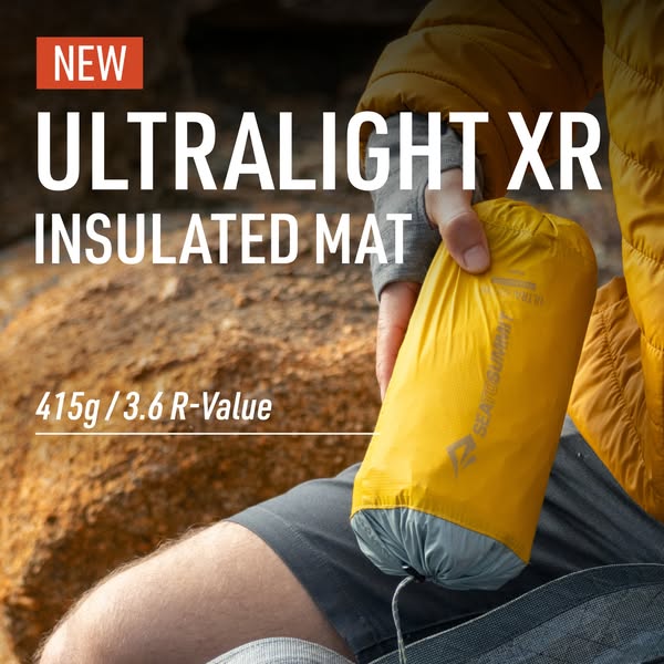 This ad promotes the Ultralight XR Insulated Mat from Sea to Summit, highlighting its lightweight and insulating propert