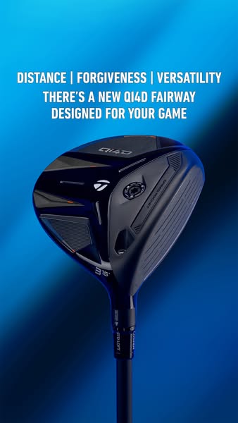 This ad showcases the new Qi4d Fairway golf club, highlighting its distance, forgiveness, and versatility.
