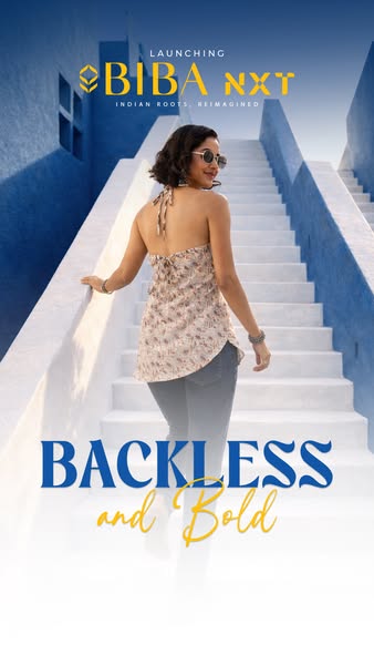 This image ad is for BIBA NXT, a brand that is launching a new line of clothing rooted in Indian tradition but reimagine
