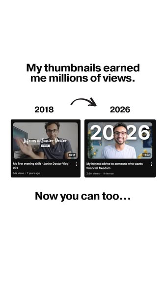 This image ad uses a before-and-after comparison to show the increase in views of a man's videos between 2018 and 20