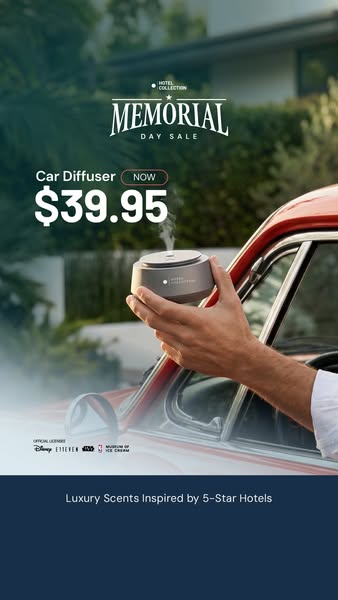 This image ad for Hotel Collection promotes their car diffuser, highlighting its luxury scents inspired by 5-star hotels