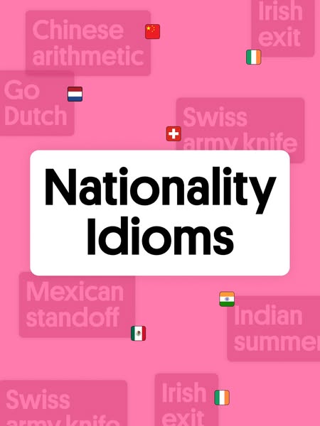 The ad is for an application or educational service about nationality idioms and cultural references. The image contains